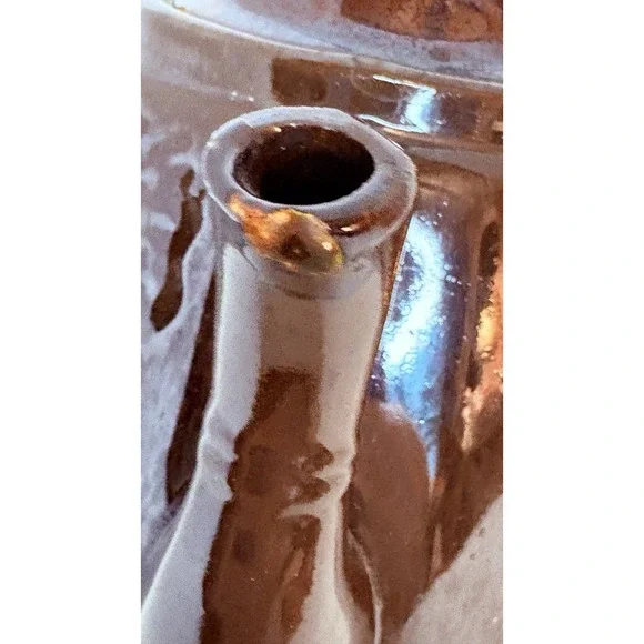 Rockingham Teapot-Rebecca at the Well Relief Raised Clay Brown Glaze Antique 7" - Picture 16 of 16